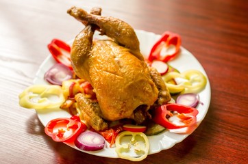 Delicious food on white plate