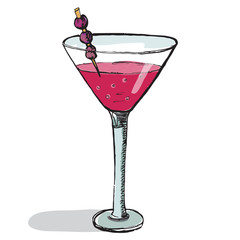 Cosmopolitan cocktail in the glass. Vector illustration,