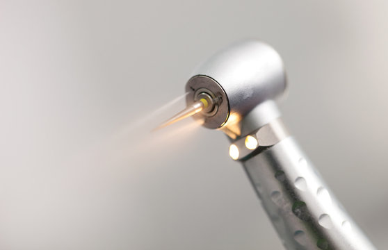 Closeup of dental drill in action
