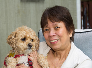 Filipino lady and cute dog