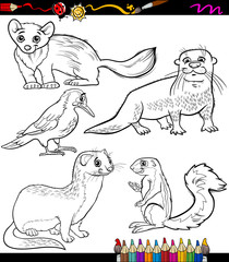 animals set cartoon coloring book