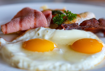 Breakfast with fried eggs
