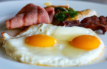 Breakfast with fried eggs