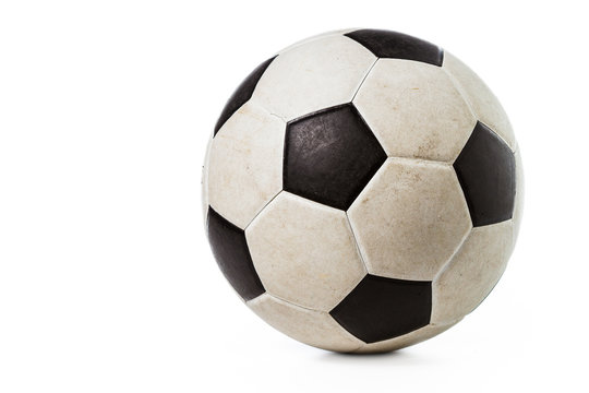 Isolated dirty soccer ball on white background