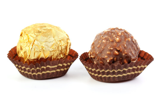 Hazelnut chocolate wrapped in golden foil