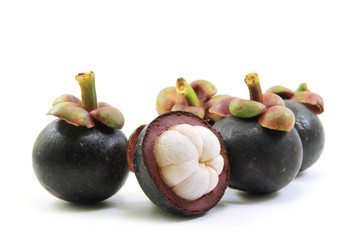 Mangosteen peel on white background