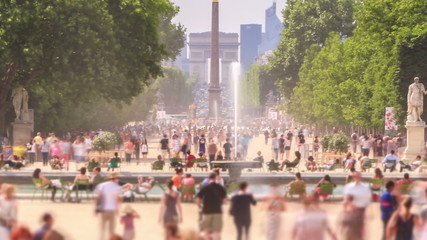 City Pedestrian Traffic Time Lapse Paris Zoom