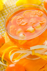 Delicious fruit jelly orange glass