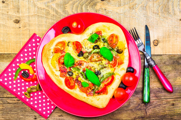delicious italian pizza served wooden table