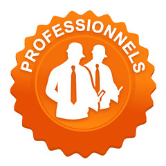 professionnels sur bouton web denté orange