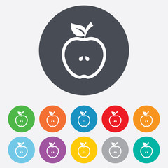 Apple sign icon. Fruit with leaf symbol.