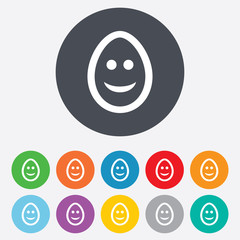 Smile egg face sign icon. Smiley symbol.