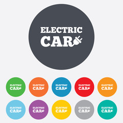 Electric car sign icon. Electric vehicle symbol