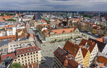 Fototapeta na wymiar Aerial view of old town in Wroclaw, Poland