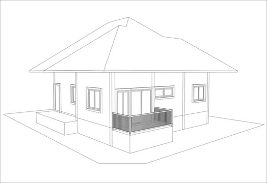 sketch design of house,vector/This image is a vector illustratio