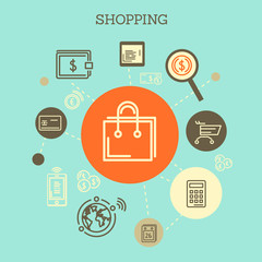 colorful flat shopping concept