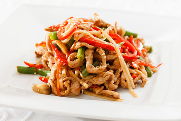 noodle with meat and vegetables