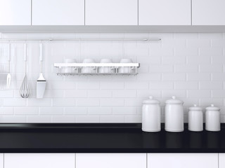 Black and white kitchen design.