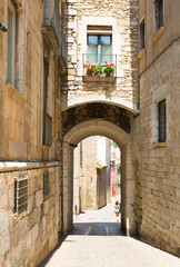 Fototapeta na wymiar old street of european city. Girona