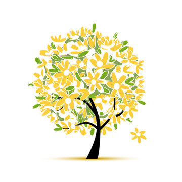 Art floral tree yellow for your design