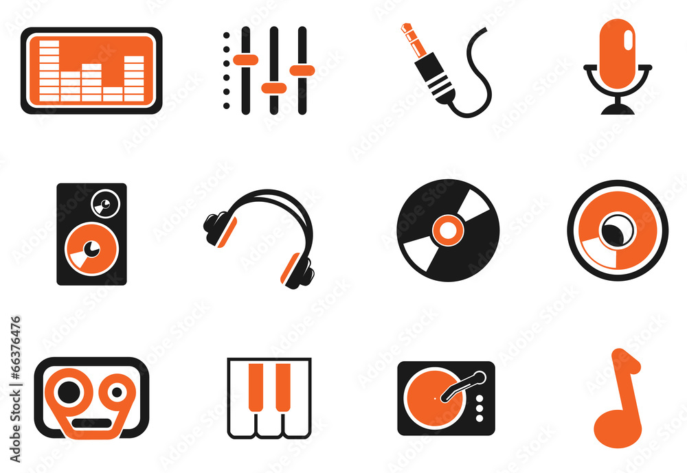 Wall mural audio & music simple vector icons