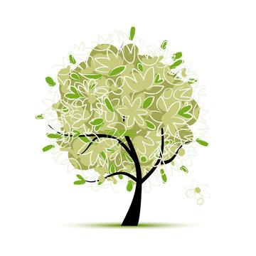 Art tree green for your design