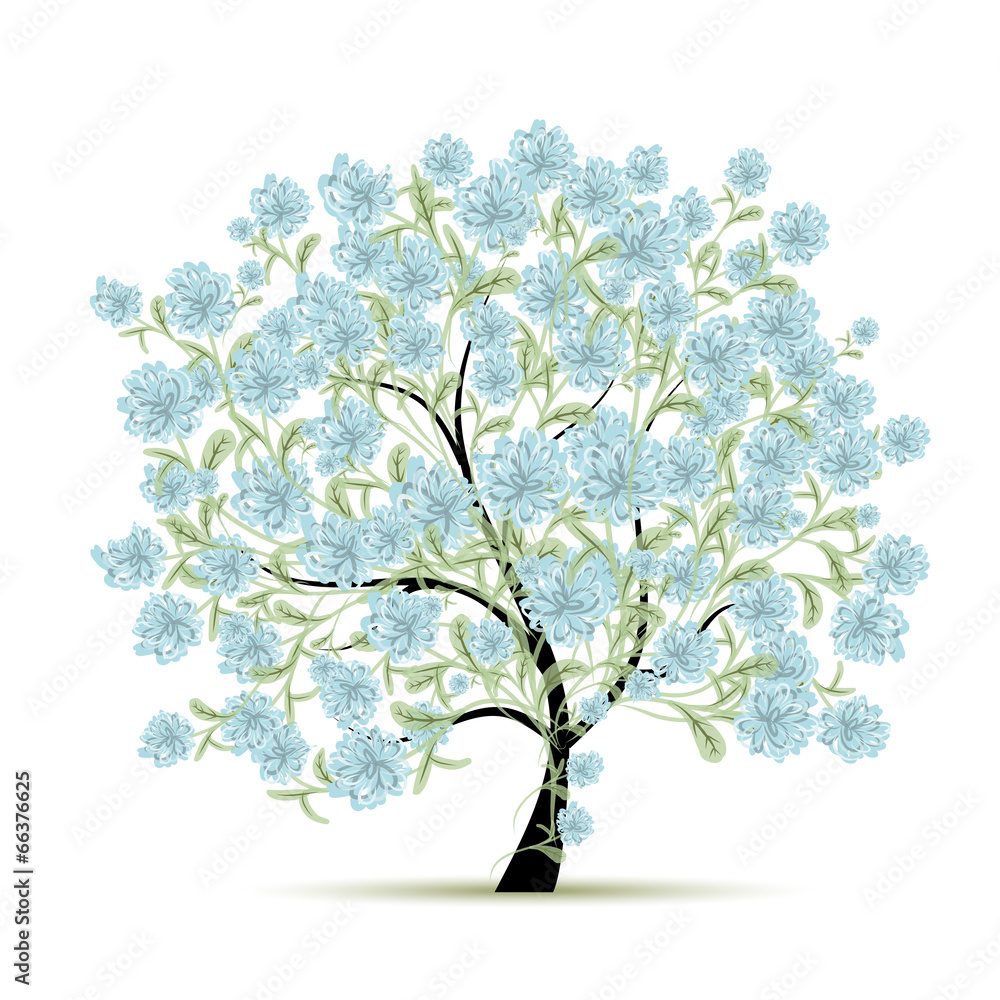 Aufkleber spring tree with flowers for your design