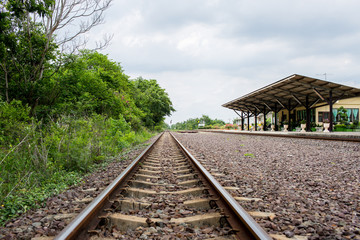 The rural train station in somwhere of Thailand