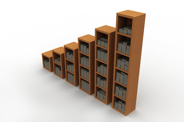 books on a wooden shelf