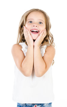 Portrait of surprised happy adorable little girl