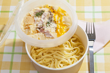 電子レンジで調理する・カルボナーラ