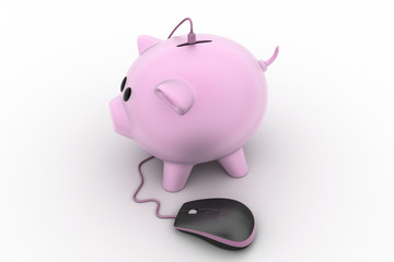 Piggy bank with computer mouse