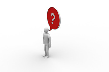 3D man with a question mark