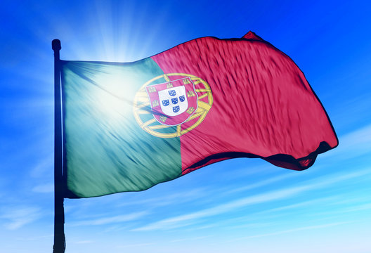 Portugal flag waving on the wind
