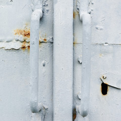 Painted old metal door fragment