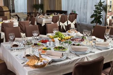 Table set for event party or wedding reception celebration