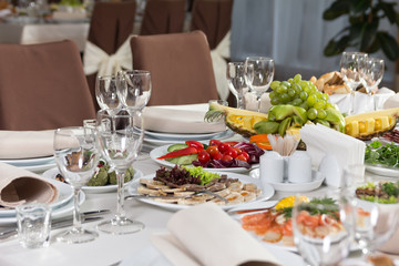 Table set for event party or wedding reception celebration