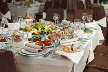 Table set for event party or wedding reception celebration