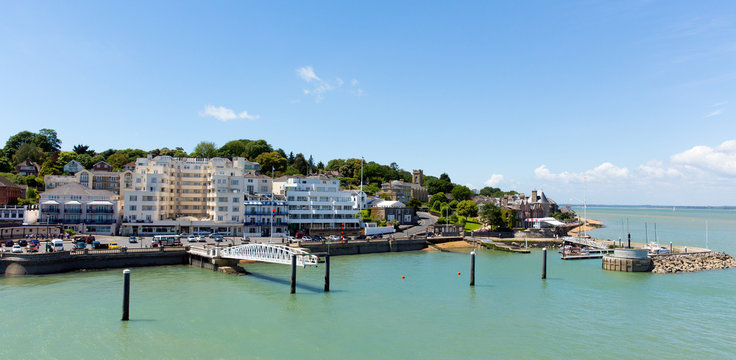 Fototapeta Cowes harbour Isle of Wight on a calm blue sky summer day