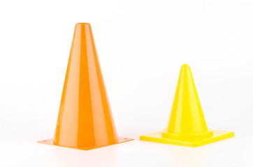 Traffic cones isolated white background