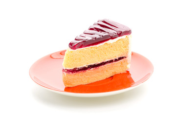 Strawberry cake isolated on white background