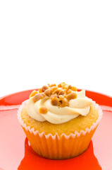 Nuts cupcake isolated on white background