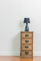 Lamp on bedside table