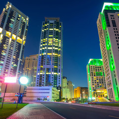 Fototapeta na wymiar City scenery of Dubai Marina at night, UAE