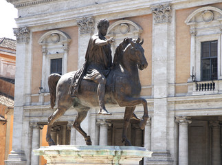 rome, ancient Rome with Marcus Aurelius on the Piazza del Campid