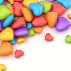 Pile of hearts over a surface