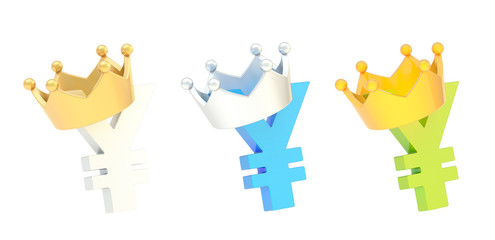 Yen currency sign in a crown