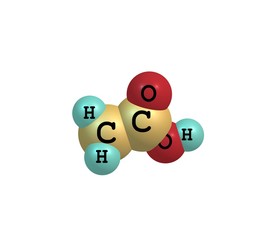 Fototapeta premium Acetic acid molecule isolated on white