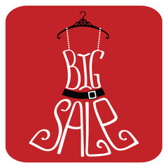 Silhouette of dress  from words.Big sale