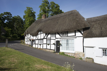 Fototapeta na wymiar Timber framed thatched cottages Hampshire England UK